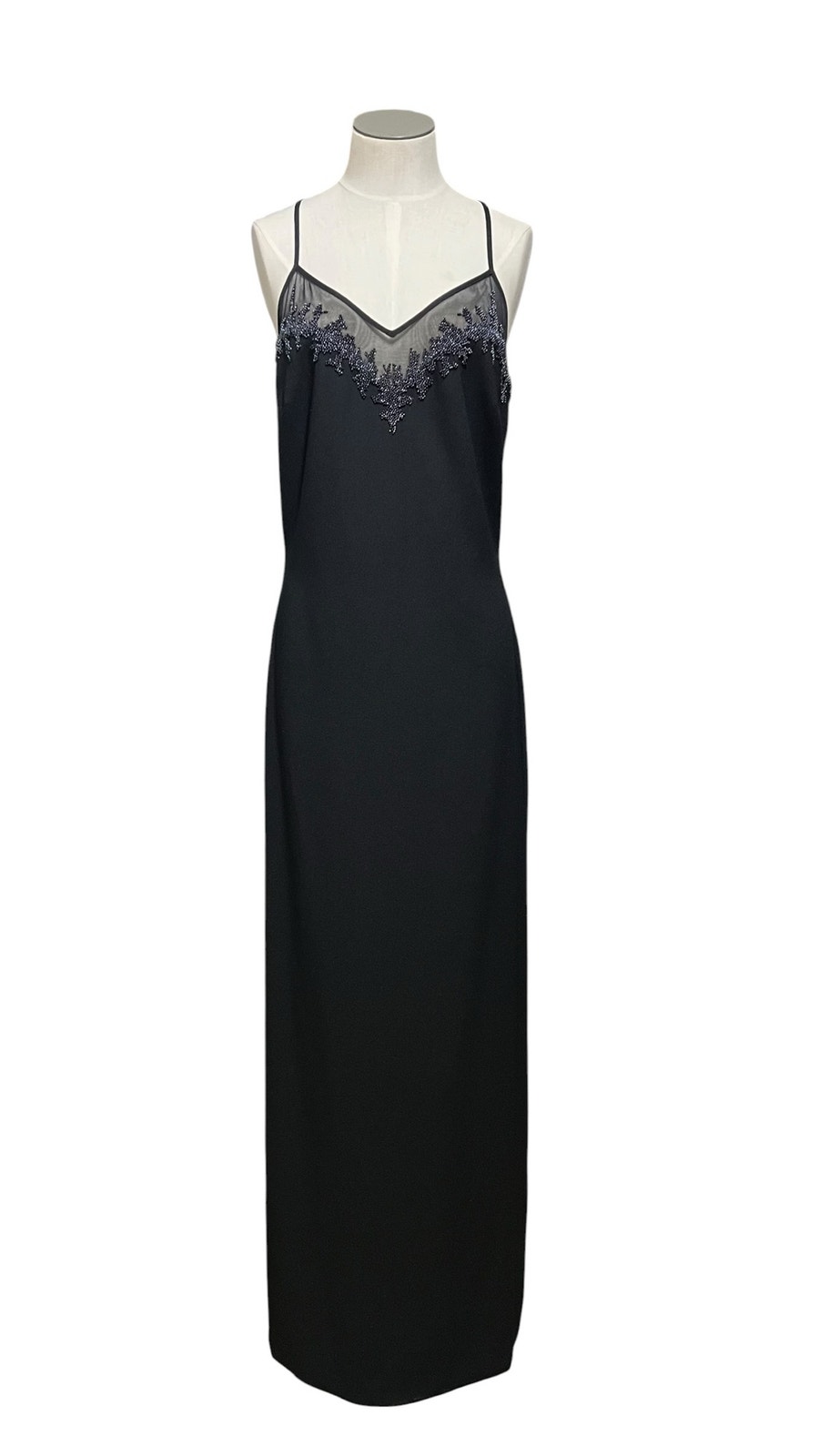 Vintage 90s Black Whimsigoth Vamp Beaded Reggio Long Prom Evening Dress Sz 10